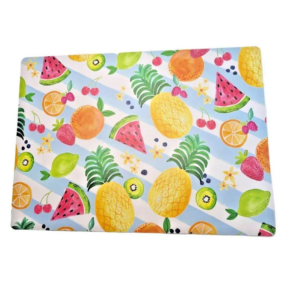 Pineapple Watermelon Kiwi Placemats Vinyl Beach House Foam Back Summer Set of 4